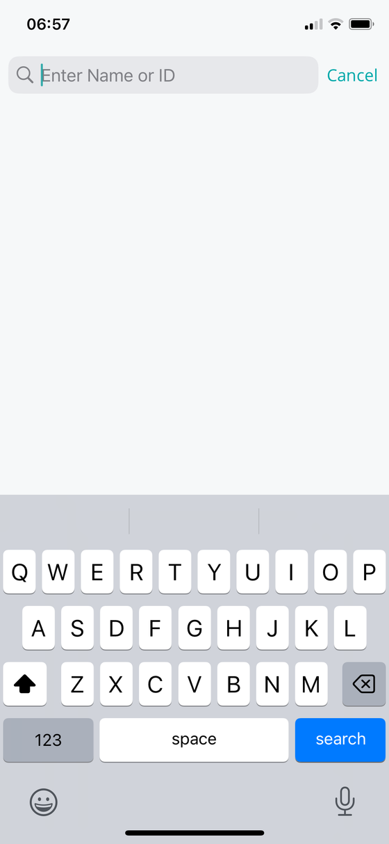 A search box with a keyboard, ready for you to type a name.